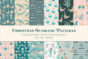 Beach Christmas Digital Papers, a Graphic by The Audacious Brush (Thumbnail 1 of 4)