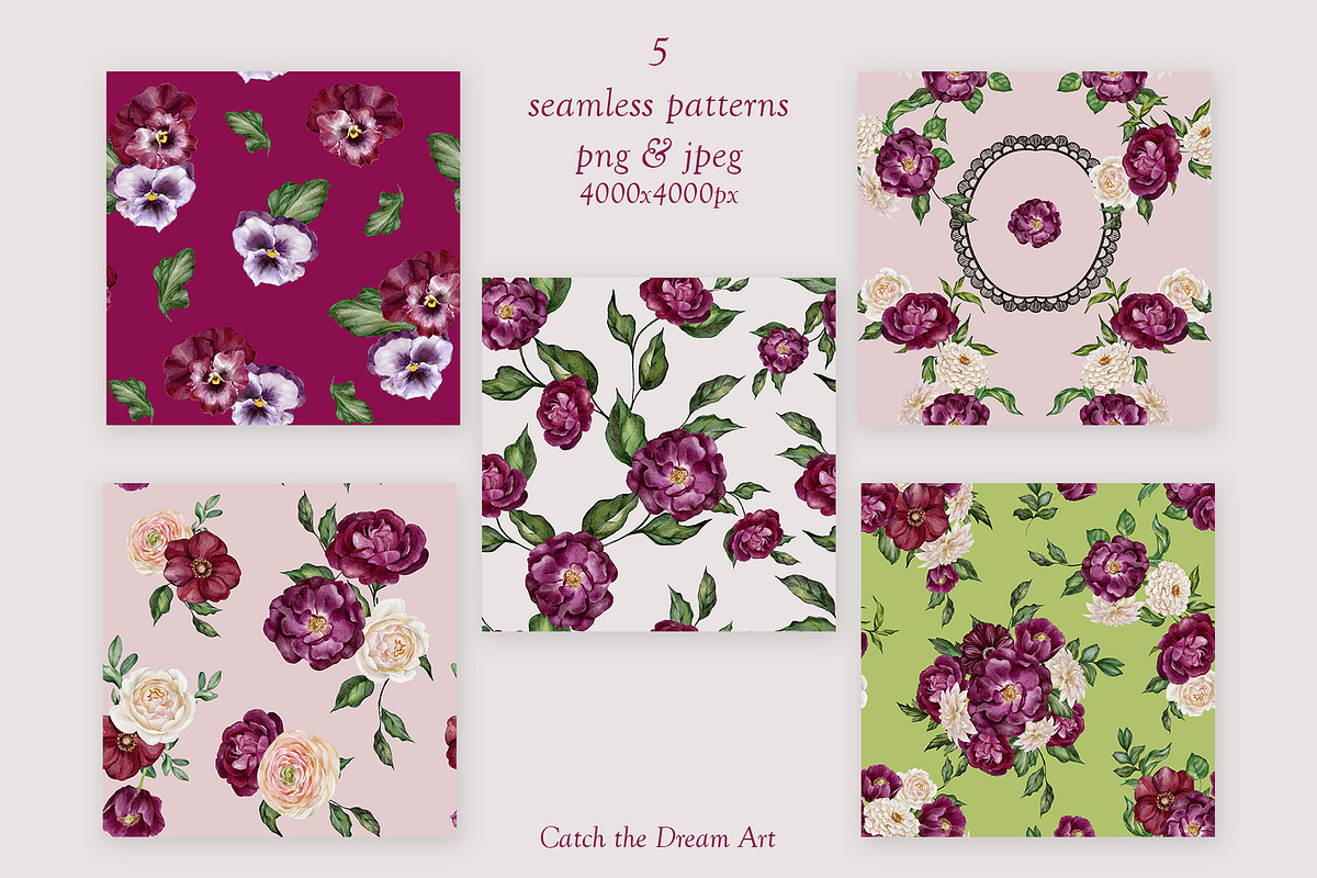Mulberry Night Lace & Florals, a Seasonal Illustration by Catch the Dream Art (Photo 10 of 14)