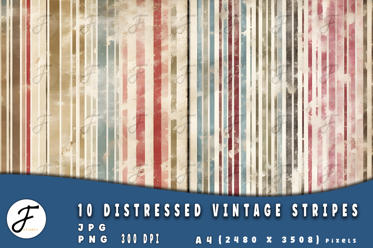 Distressed Vintage Stripes, a Texture Illustration by Joaquin Fernandez Studio (Photo 2 of 6)
