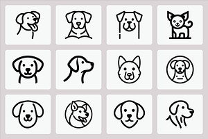 Dog Head Icons Set Various Breeds, an Animal Illustration by Vectorium Studio