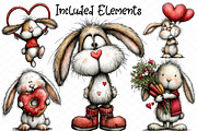 Whimsical Valentine Bunny Clipart, an Illustration by cherrydesign (Thumbnail 2 of 4)