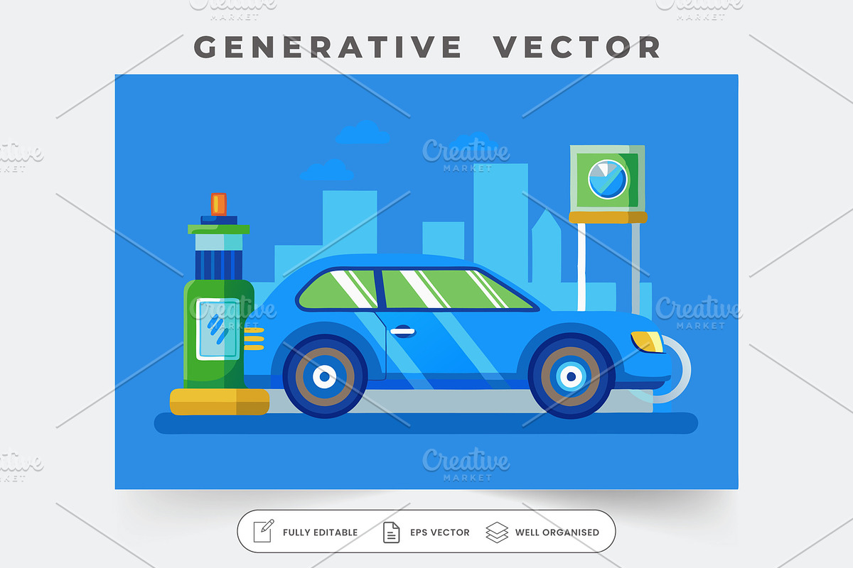 A blue automobile is parked next to, a Graphic by Iftikhar Alam