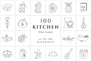 Kitchen & Cooking Icons, an Outline Icon by NatalieArtShop (Thumbnail 1 of 16)