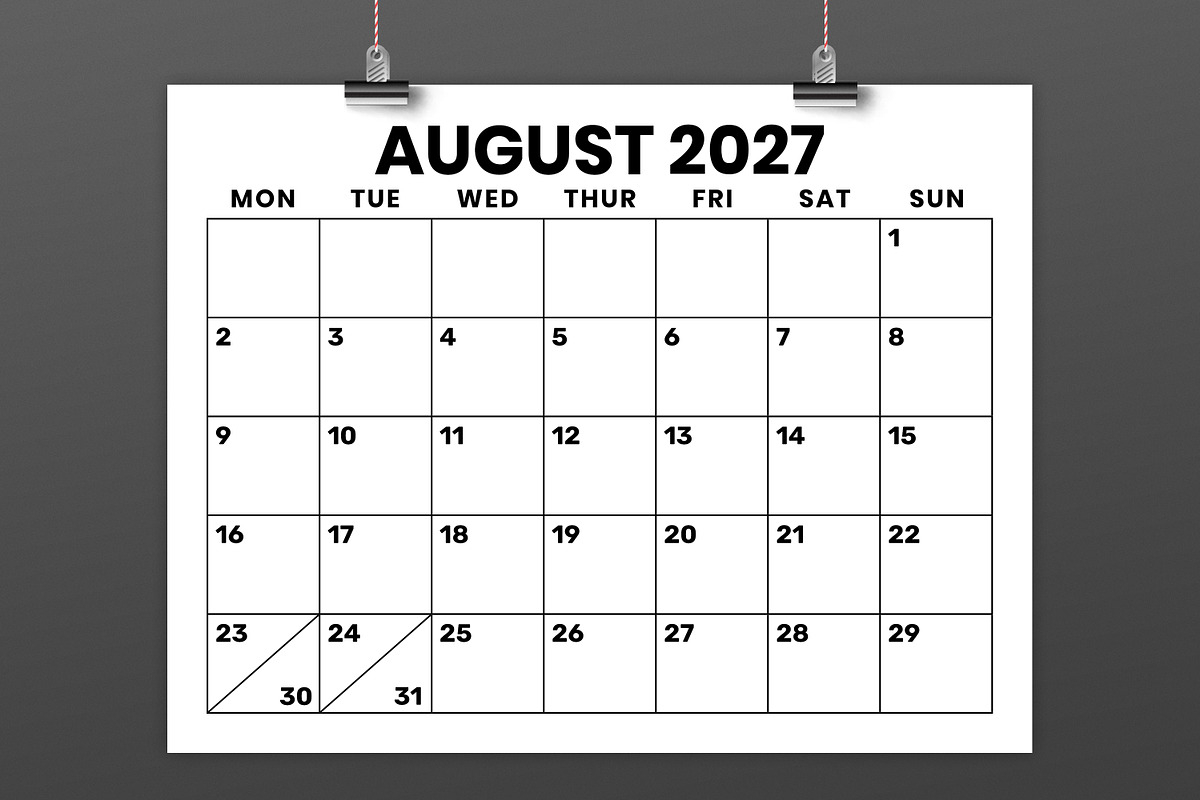 2027 8.5x11 Inch MON-SUN Calendar preview 5