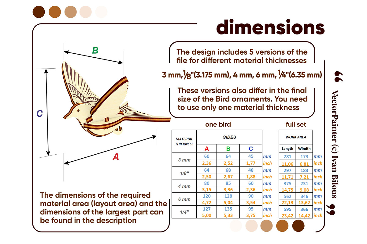 Set of 5 Bird Ornaments - Laser Cut, an Object Graphic by VectorPainter (Photo 19 of 21)