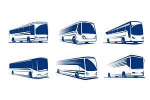 Travel Bus Icons, Tour Transport