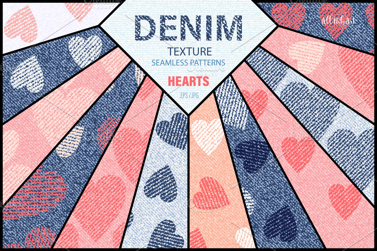 Hearts Denim Seamless Texture, a Pattern Graphic by AllNikArt (Photo 1 of 7)