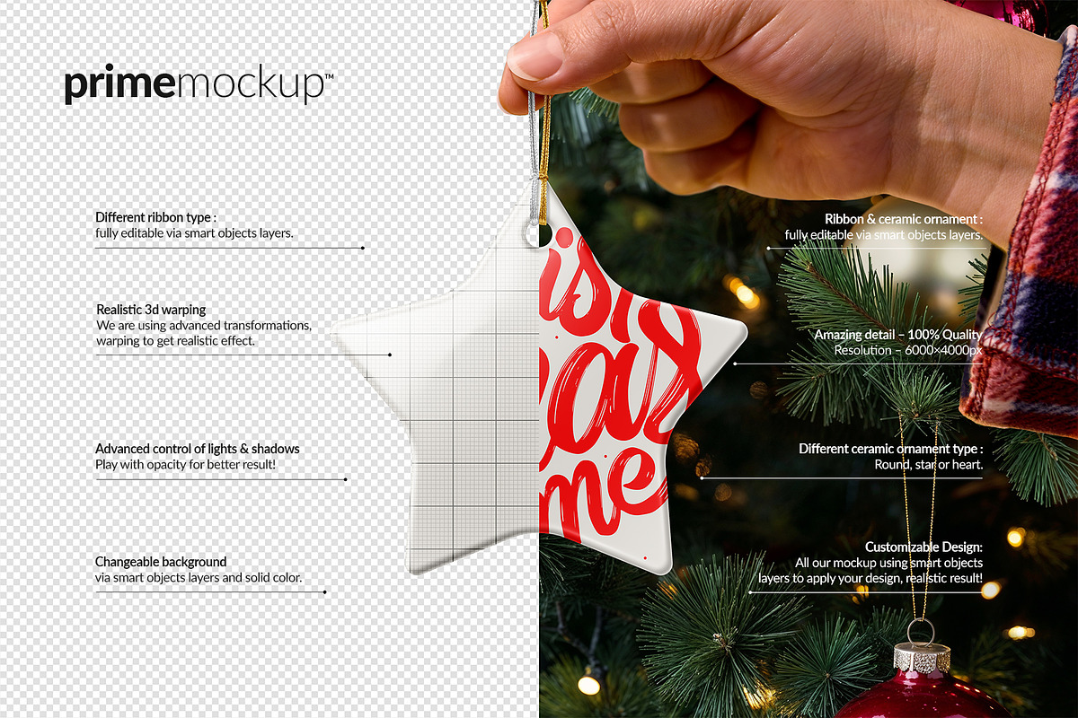 Christmas Ceramic Ornament Mockup, a Product Mockup by PrimeMockup (Photo 4 of 11)