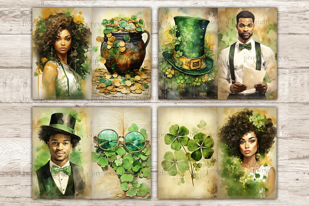 St. Patrick's Day Junk Journal Kit, a Seasonal Illustration by GlamArtZhanna (Photo 2 of 10)