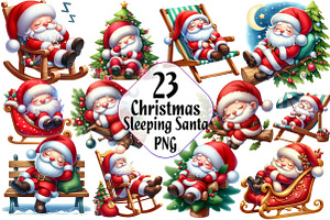 Sleeping Christmas Santa Clipart, a Work Illustration by Dream Creation