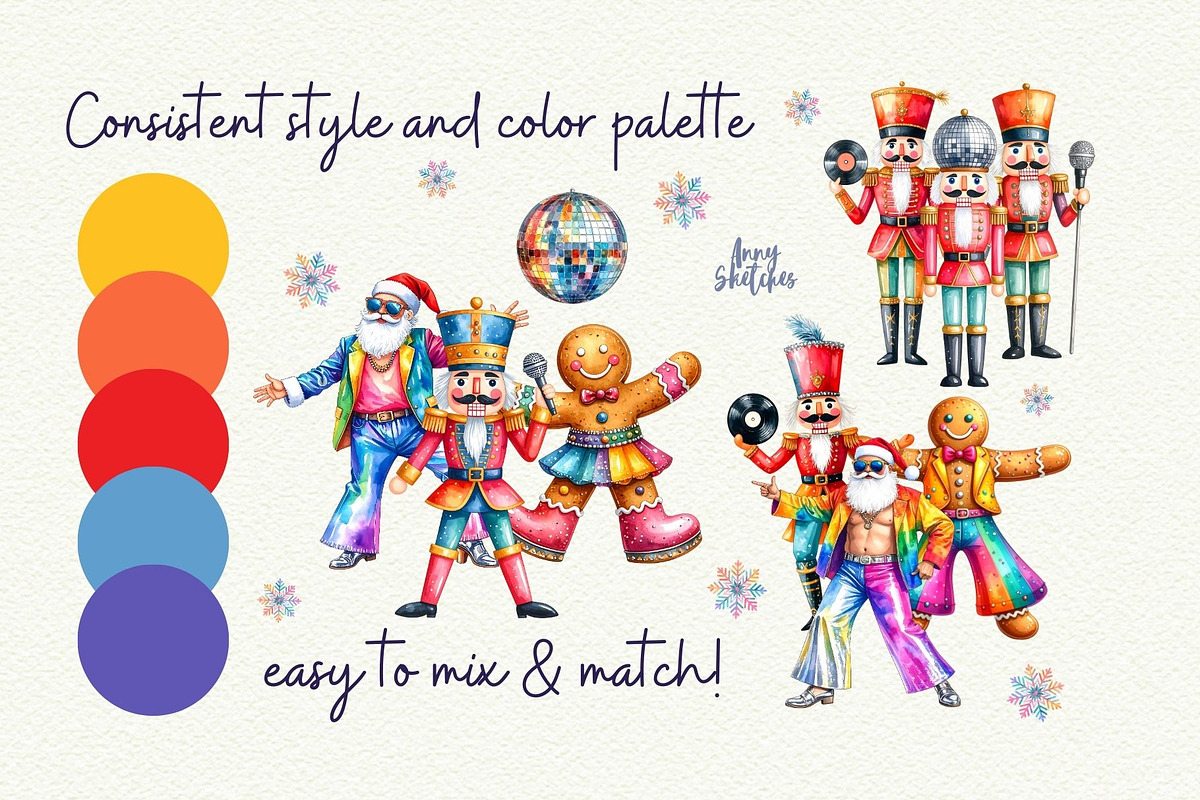 Groovy Disco Christmas, a Seasonal Illustration by Anna Design Studio (Photo 8 of 12)
