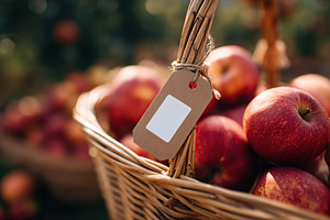 Reusable basket filled with fresh red apples in an outdoor setting during harve, a Photo by AlyaAnd