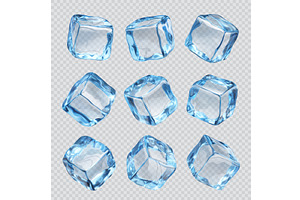 Isolated ice cubes. Realistic blocks, a Food Illustration by Vector Tradition