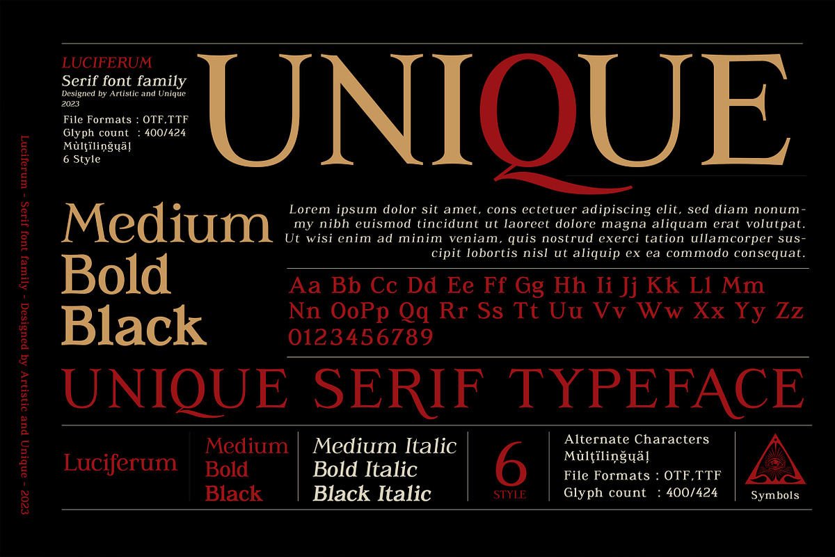 Luciferum - Serif font family, a Serif Font by Artistic & Unique (Photo 4 of 15)