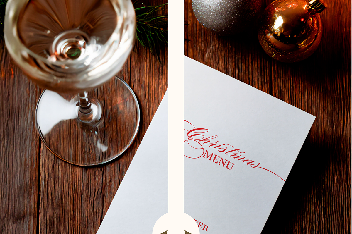 4x9.25 Christmas Dinner Menu Mockup, an Advertising Mockup by Serenefeeling (Photo 5 of 7)