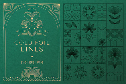 Gold foil, linear design elements