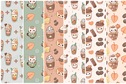 Kawaii Fall Coffee Seamless Patterns, a Pattern Graphic by TheClipAtelier (Thumbnail 3 of 3)