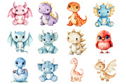 Watercolor Dinosaur Clipart, a Seasonal Illustration by Design Market (Thumbnail 3 of 5)