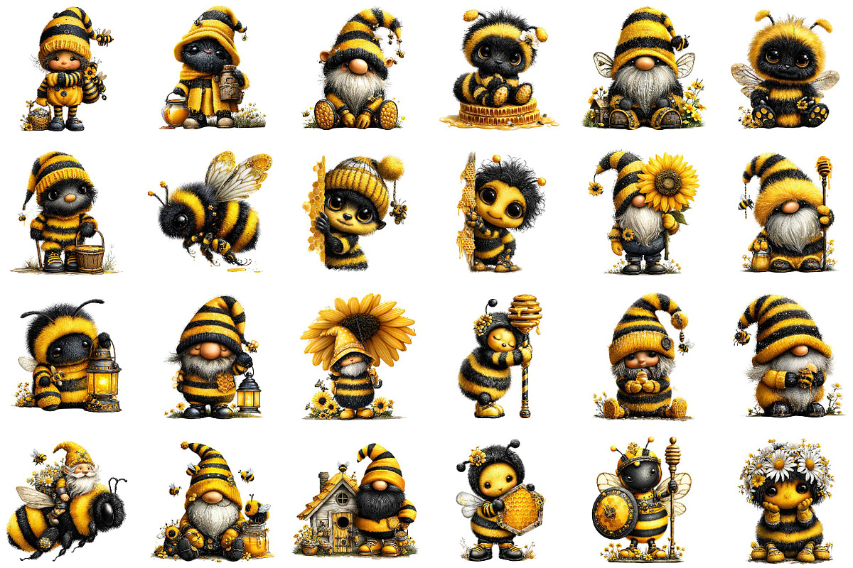 Cute Bee Gnome - Honey Bee Clipart, an Illustration by Sublimation Artist (Photo 2 of 6)