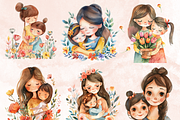 Watercolor Cute Mother's Day Clipart, a Graphic by GiraffeCreative (Thumbnail 6 of 9)