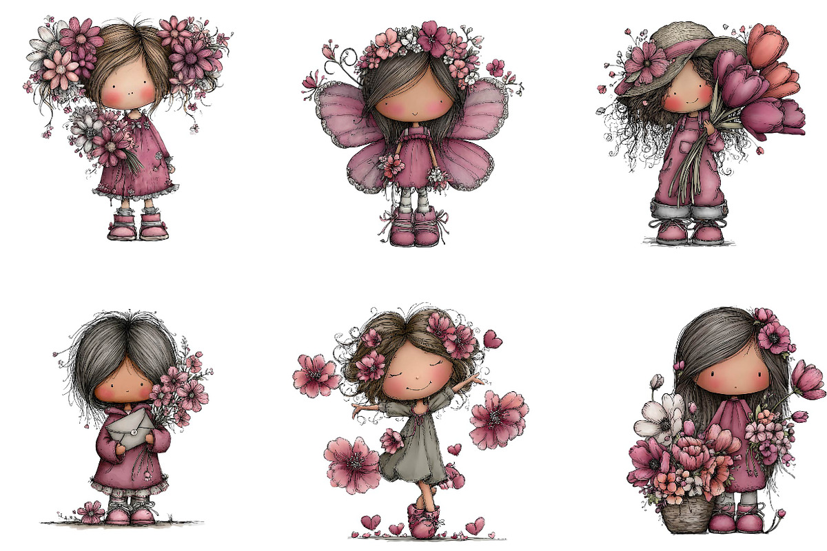 Whimsical Spring Girl Clipart, an Illustration by CreationArt (Photo 5 of 7)