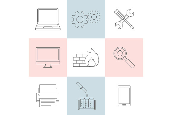 Computer Service Outline Icons
