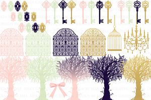 Enchanted Forest Clipart Pattern Set