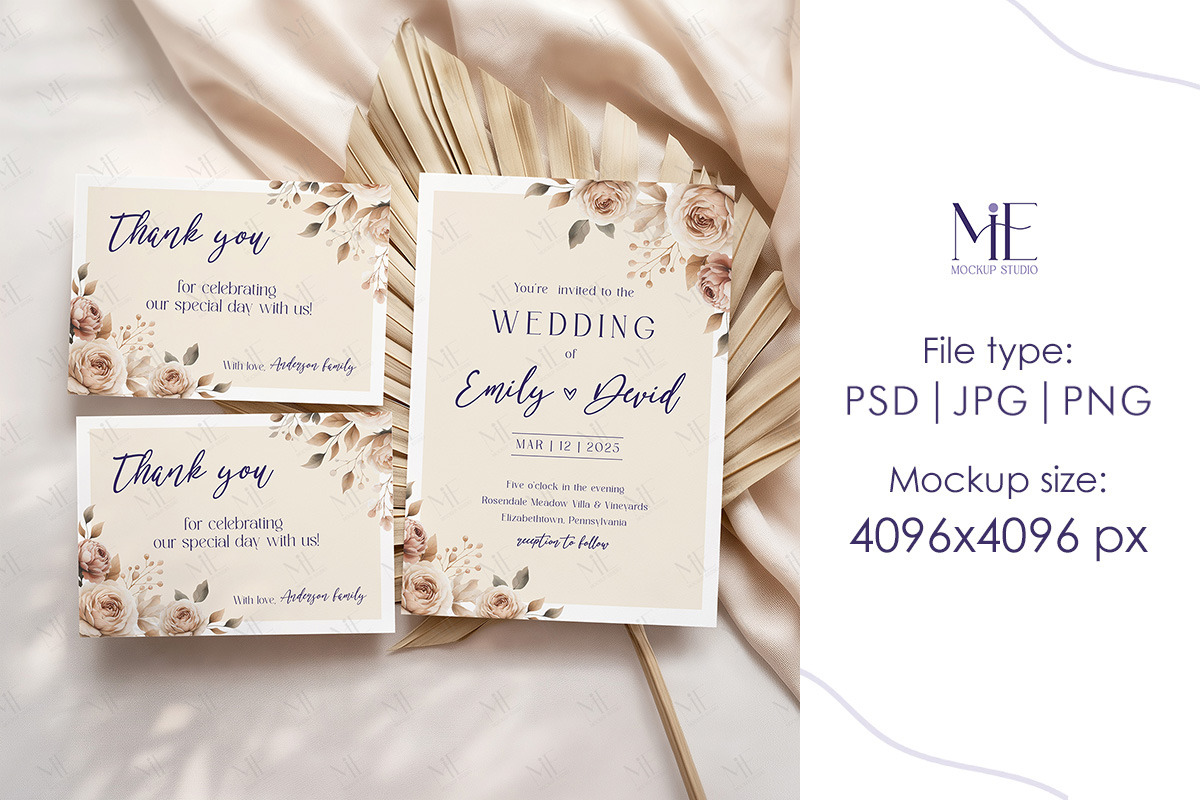 Invitation Card Bundle Mockup PSD, a Mockup by Mie Mockup Studio (Photo 4 of 7)