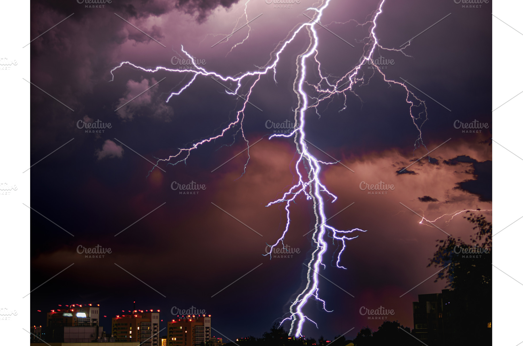 Thunderstorm. Thick lightning on the, a Nature Photo by Fascinadora