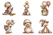 Whimsical happy easter duck clipart, an Illustration by CreationArt (Thumbnail 4 of 5)