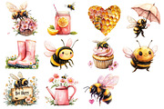 Pink Summer Bees Garden Clipart, an Illustration by Dream Creation (Thumbnail 3 of 4)
