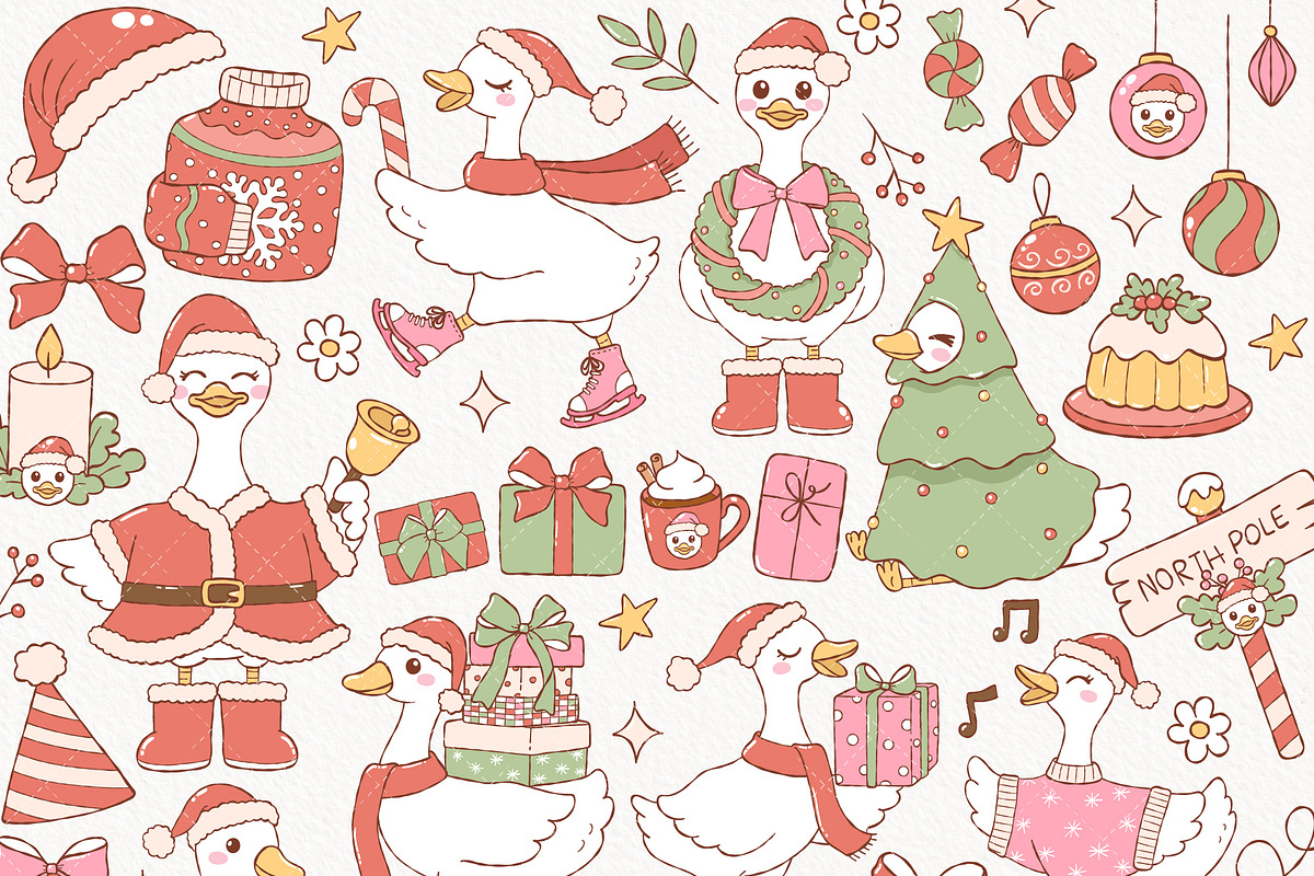 Christmas Goose Clipart Bundle, an Animal Illustration by TitaLivingArt (Photo 2 of 9)