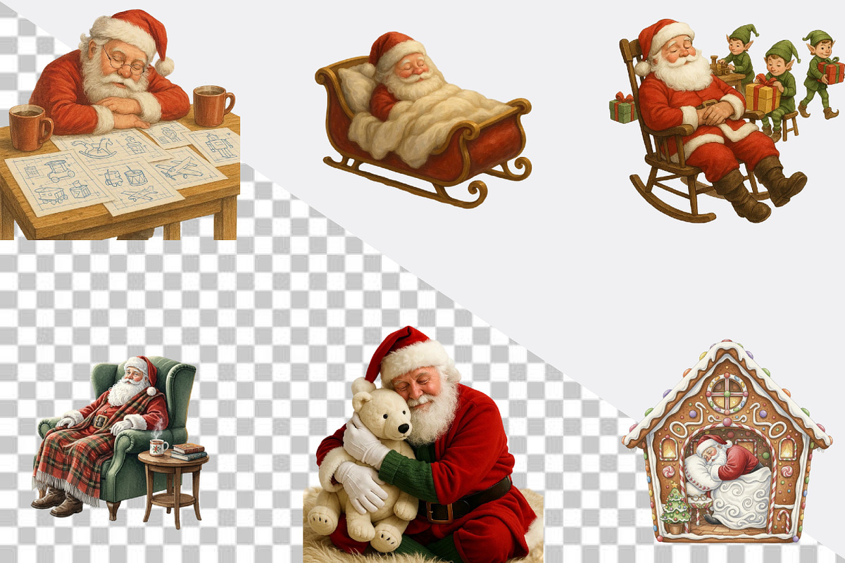 Sleeping Christmas Santa Claus Clipa, an Illustration by SVGArt (Photo 2 of 8)