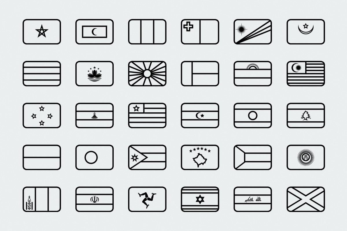 Outline rounded world flags preview 3