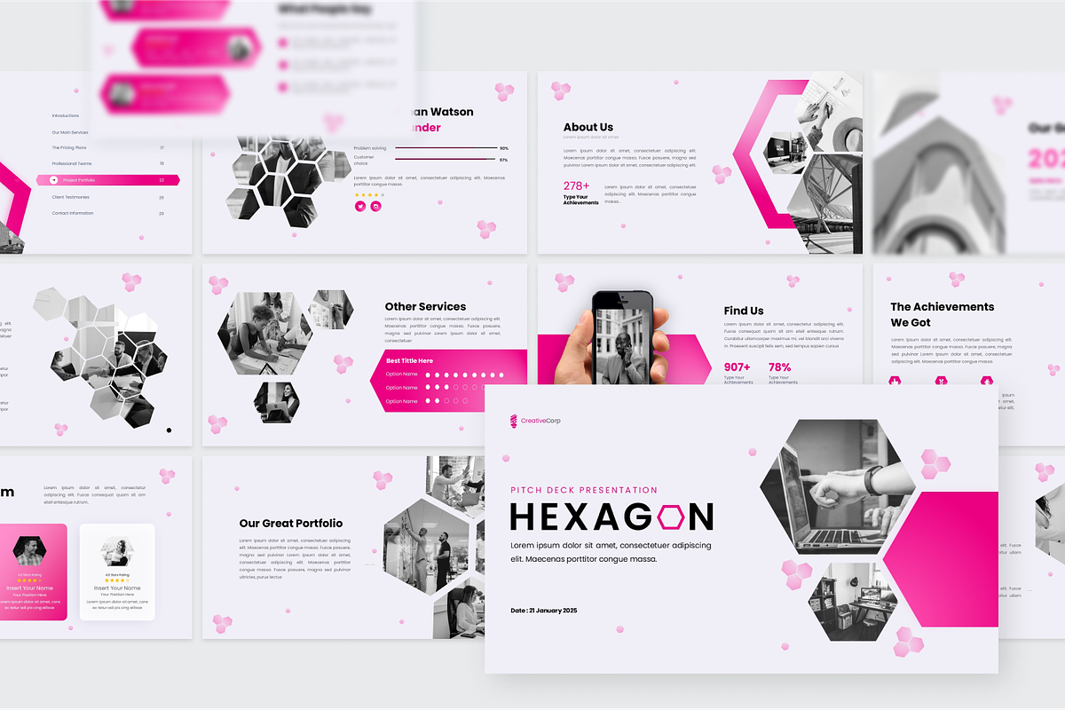 Creative Hexagon Google Slides, a Presentation Template by SquidPixey (Photo 5 of 6)