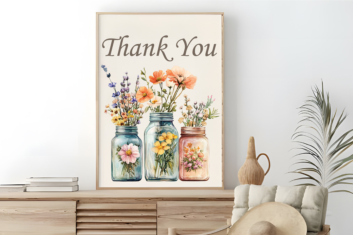 Spring Mason Jar Floral Clipart Set, an Illustration by RobertsArt (Photo 2 of 5)