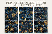 8 Golden Cosmos Seamless Patterns, a Pattern Graphic by Inknfolly (Thumbnail 2 of 5)