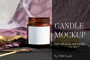 Halloween Candle Mockup Label fall, an Advertising Mockup by PawMockups (Thumbnail 1 of 10)