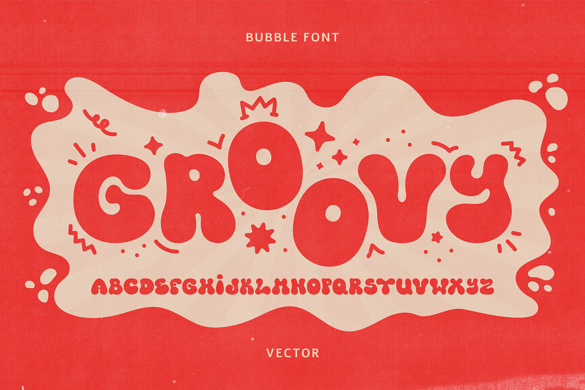BUBBLE GROOVY FONT, a Handwritten Font by BonkiStudio (Photo 1 of 2)
