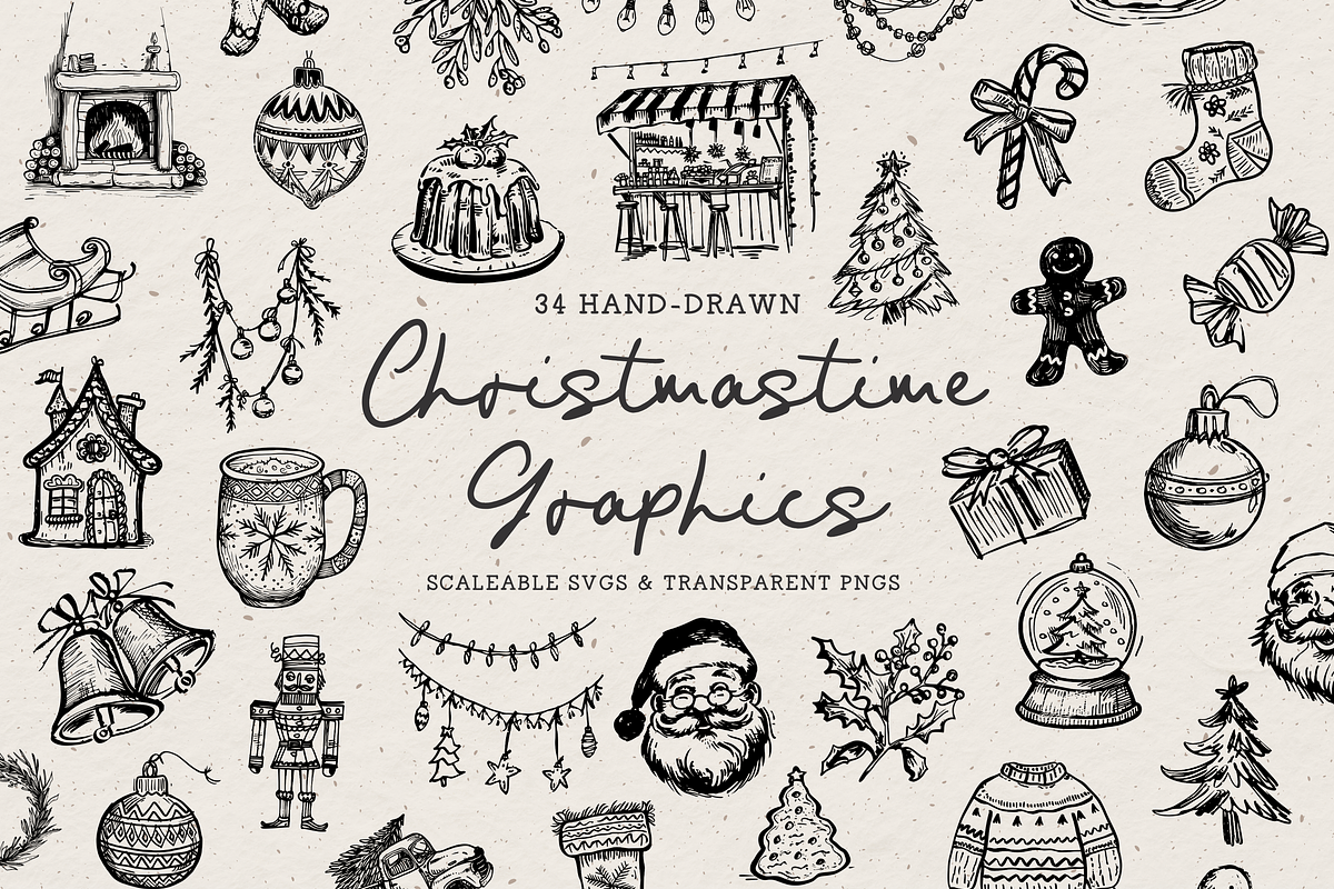 Christmas Clipart, Holiday Doodles, a Seasonal Illustration by The October Creative (Photo 1 of 5)