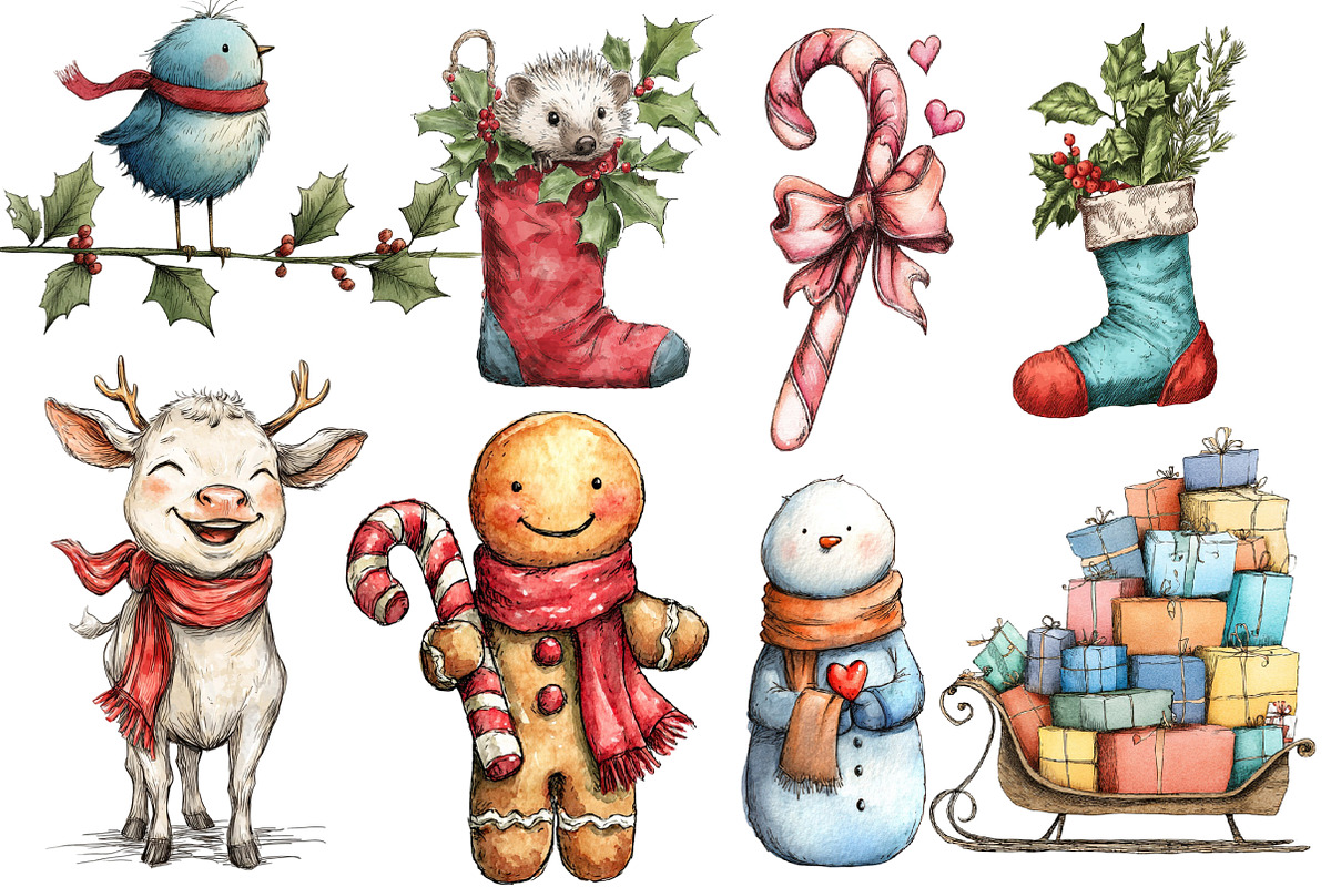 Whimsical Christmas Clipart, an Illustration by Designworld (Photo 4 of 6)