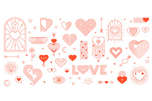 Valentine day line boho hearts, an Illustration by Buch&Bee