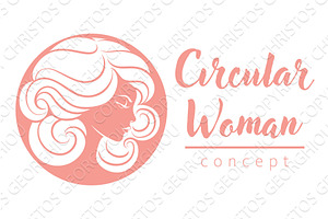 Woman Circle Face Hair Salon, an Object Illustration by Christos Georghiou