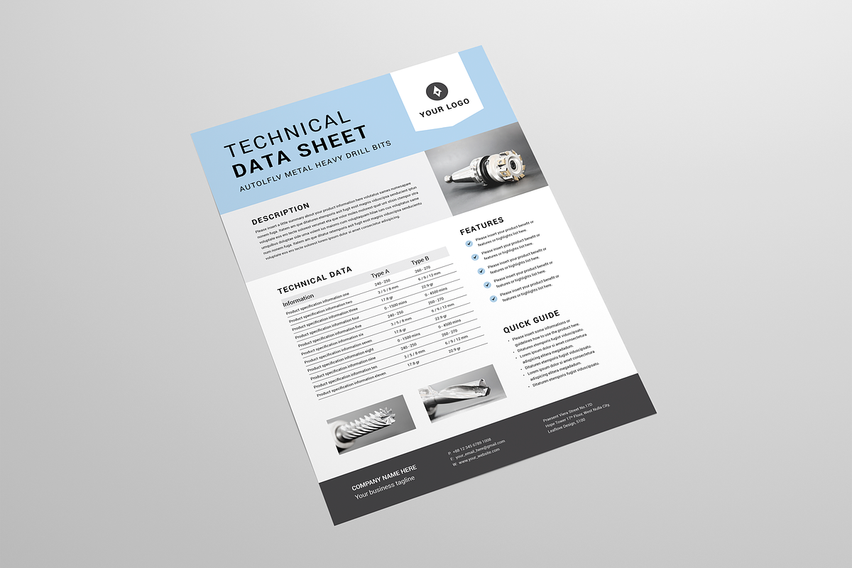 Technical Data Sheet, a Flyer Template by Leaflove