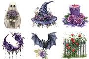 Halloween & Purple Roses Clipart, a Work Illustration by cherrydesign (Thumbnail 2 of 3)