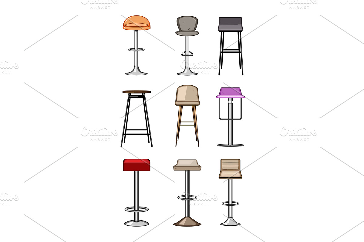 Bar stools collection featuring, an Object Illustration by pikepicture