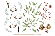 Watercolour Cotton Christmas, an Illustration by Nat (Thumbnail 2 of 3)