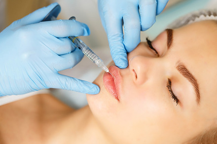 Subcutaneous injection lips containing background, medical, and woman, a Health & Medical Photo by Elena Vagengeim