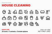 House cleaning icons (Line), an Outline Icon by Totto House (Thumbnail 1 of 3)