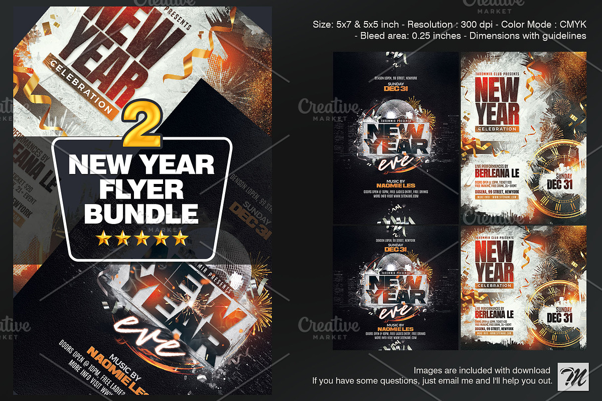2 New Year Flyer Bundle, a Flyer Template by Tarommir (Photo 1 of 5)